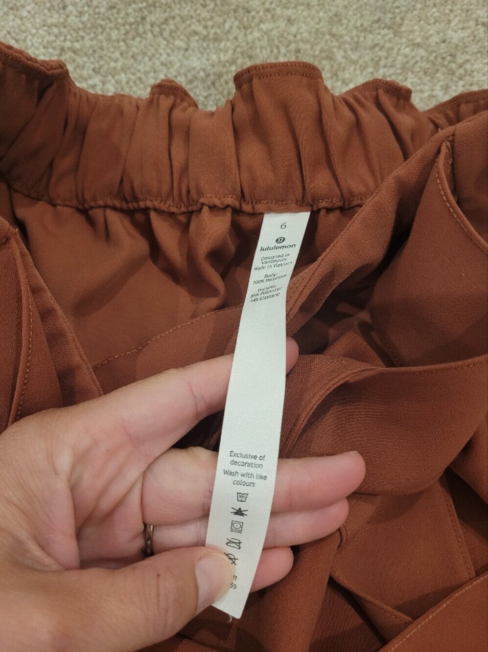Lululemon Womens Tie-Waist Pencil Skirt in Rust Color Size 6 - Picture 5 of 6